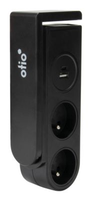 Bloc multiprise clipsable 1 5 2 prises + 2 ports USB Otio