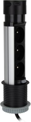 Bloc escamotable encastrable 3P + 2 USB + C D60 Otio - vue 2