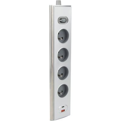 Bloc Angle Métal 4x16a + 2usb - vue 2