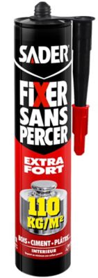 Mastic de Fixation Sader Fixer Sans Percer Extra Fort - Blanc - Cartouche 310ml