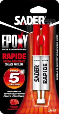Colle époxy Bi-composant Sader - Rapide Et Ultra Résistante - Seringue De 25 Ml