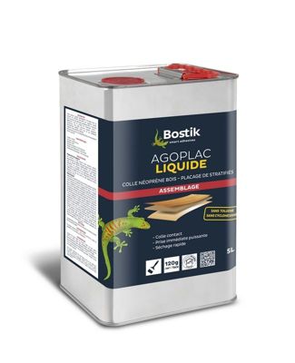 Colle néoprène liquide AGOPLAC 5L - BOSTIK - pour placage stratifié - pour matériaux divers