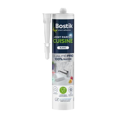 Mastic d’étanchéité spécial cuisine blanc Bostik Joint Parfait tous matériaux, cartouche de 280 ml