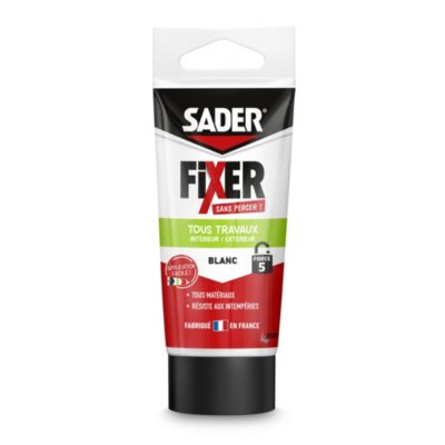 Colle de fixation Sader Fixer Sans Percer Tous Travaux intérieur/extérieur blanc 50g