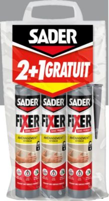 Colle de fixation Sader Fixer Sans Percer Aménagement intérieur 3x280ml