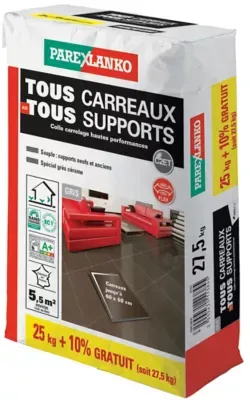 Colle tous carreaux, tous supports Parexlanko gris 25kg + 10% gratuit
