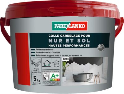 Colle pour carrelage mur et sol intérieur hautes performances blanc Parexlanko 5kg