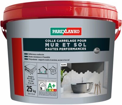 Colle pour carrelage mur et sol intérieur hautes performances blanc Parexlanko 25 kg