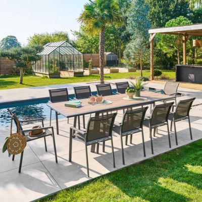 Table de jardin 10 places Pavane extensible gris graphite - Hespéride