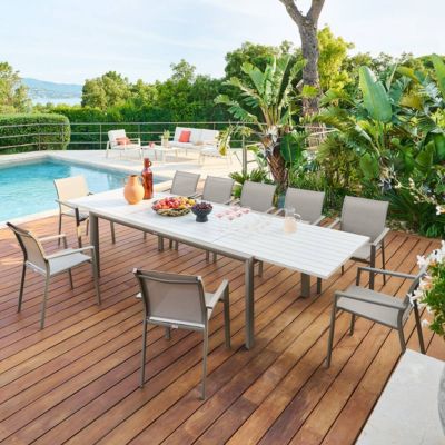 Hespéride Table de jardin 12 places Luzane extensible argile