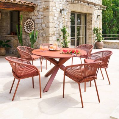 Table de jardin 6 places Oryon D130cm acajou Hespéride - vue 8