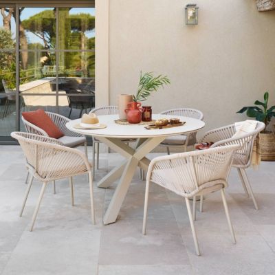 Hespéride Table de jardin 6 places Oryon D130cm argile