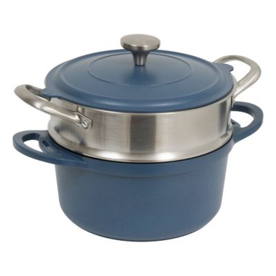 Five Cocotte Avec Panier Vapeur Kirk 24cm Bleu - vue 2