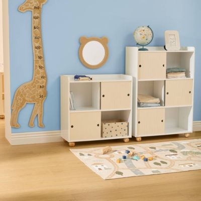 Meuble de Rangement Enfant Bouli 3 Portes Coulissantes Beige 69,5x30x101 cm - Atmosphera Créateur d'intérieur