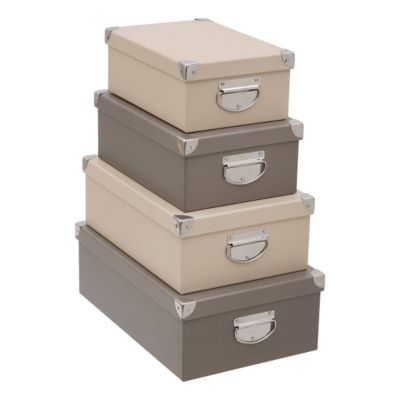 Five Lot de 4 Boîtes de Rangement Box' 40cm Beige - vue 2