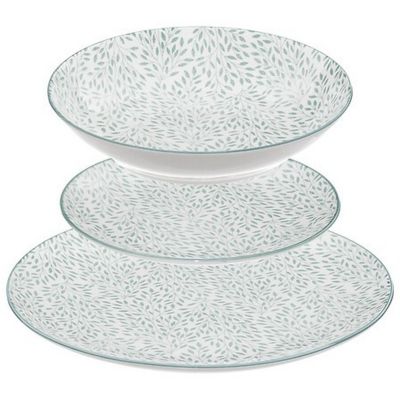 Secret De Gourmet Service vaisselle en porcelaine 18 pièces Vert, H. 2 cm, JASMIN