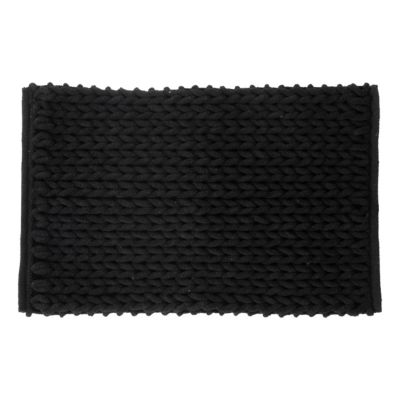 Tapis de bain épais effet grosse maille 50x75 cm coloris noir Khol, 5Five