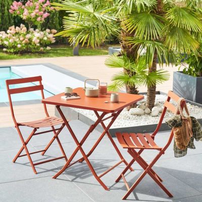 Hespéride Table de jardin pliante carrée "Greensboro" ambre 2 places en acier traité époxy