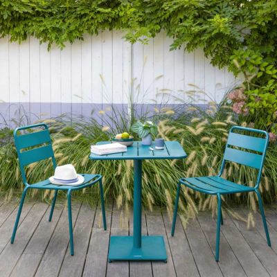 Table de jardin carrée Phuket canard 2 places en acier traité époxy Hespéride - vue 6
