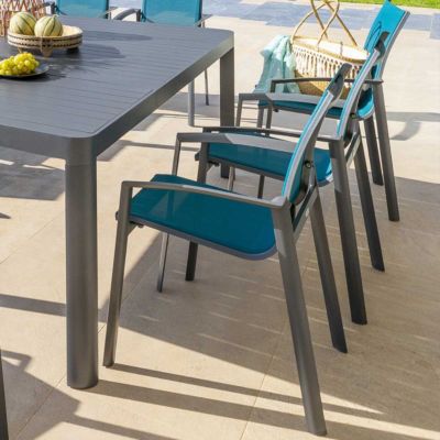 Fauteuil de jardin empilable Axant canard & en aluminium traité époxy Hespéride - vue 6