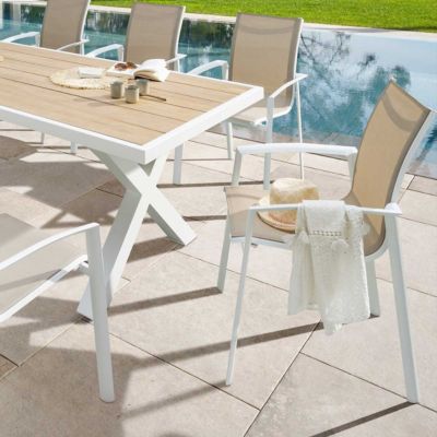 Fauteuil de jardin empilable Axant lin & en aluminium traité époxy Hespéride - vue 2