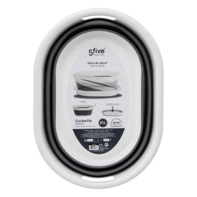 5five Simply Smart Corbeille à linge pliable 21L gris et blanc - 5five - vue 3