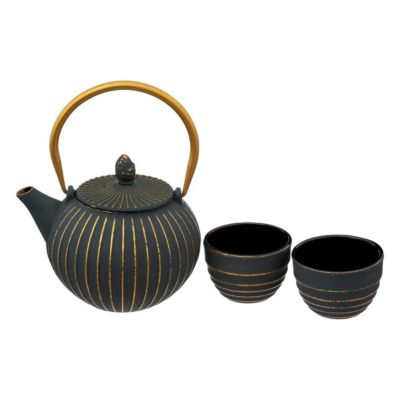 Théière & 2 Tasses "Jiling" 85cl Bleu Emeraude
