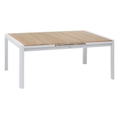 Table de jardin extensible 8-12 personnes Paradize coloris acacia et blanc Hespéride L.195/255 x l.120 x H.77 cm