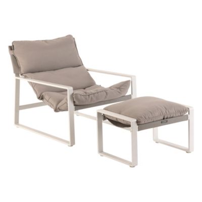 Fauteuil de jardin relax Lambinio blanc et graphite Hespéride