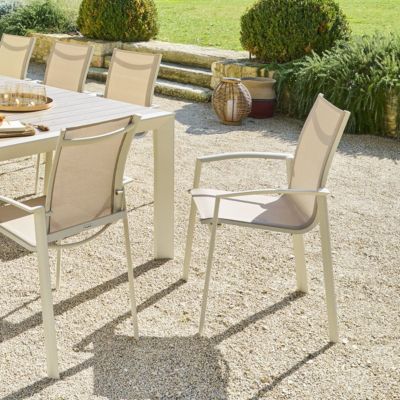 Fauteuil de jardin empilable Axant lin & en alumunium Hespéride - vue 2