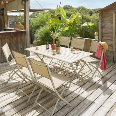 Table de jardin pliante carrée Azua 6 places en aluminium traité en epoxy Hespéride - vue 2