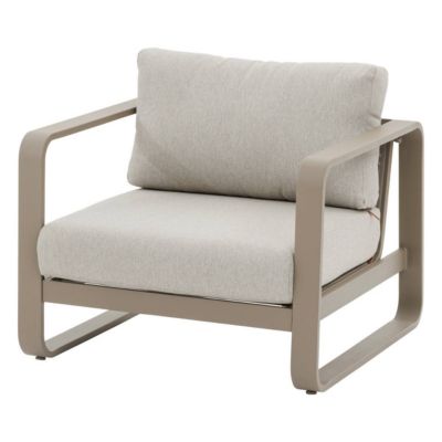 Fauteuil de salon de jardin Domilly café aluminium et oléfine Hespéride - vue 2