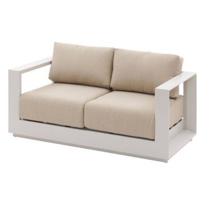 Canapé de jardin "Allure" avoine & zebrano 2 places en aluminium et polyester Hespéride - vue 2