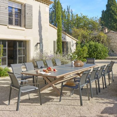 Table de jardin extensible Axiome & honey 12 places en aluminium Hespéride