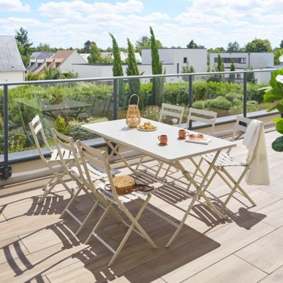 Table de jardin pliante rectangulaire "Greensboro" argile 6 places en acier - Hespéride