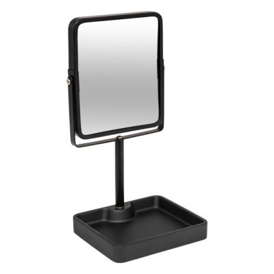Miroir salle de bains grossissant x3 et pivotant en métal noir avec plateau l.15 2 x H.30 x P.12 8 cm  5Five Simply Smart Glass