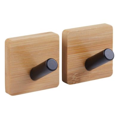 Five Lot de 2 Patères Adhésives en Bambou Stiky 4cm Naturel Beige - vue 2