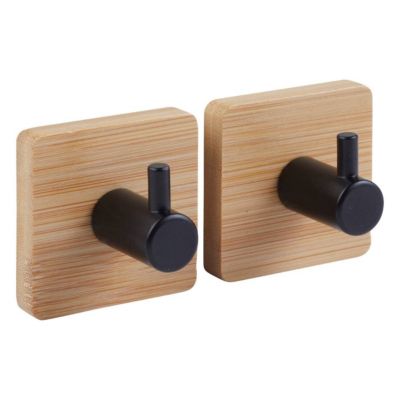 Five Lot de 2 Patères Adhésives en Bambou Stiky+ 4cm Naturel Beige - vue 2