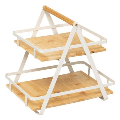 Five Étagère de Cuisine 2 Niveaux en Bambou Ordera 30cm Naturel & Blanc Beige - vue 2