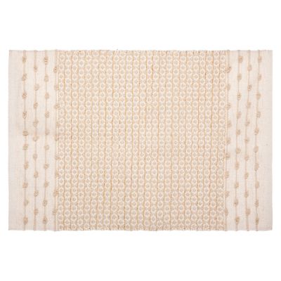 Tapis à franges imprimé Atmosphera coton beige L.90 x l.60 cm