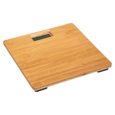 Pèse personne écran LCD en bambou coloris beige capacité maxi 150 kg