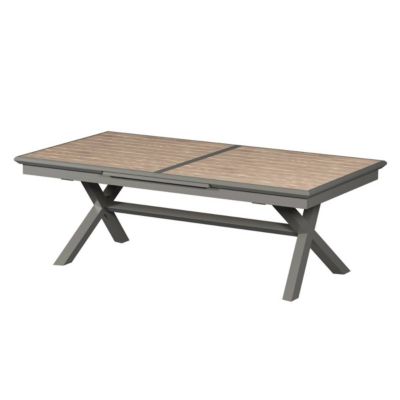 Table de jardin extensible Axiome effet bois honey & praline 12 places en aluminium traité époxy Hespéride - vue 2