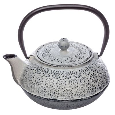 Secret De Gourmet Théière en fonte avec motifs Blanc, L. 17 x l. 15 x H. 16 cm, FOLK