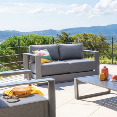 Canapé de jardin Allure 2 places & zebrano en aluminium traité époxy Hespéride - vue 8