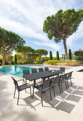 Table de jardin avec allonge Cuba aluminium 10 personnes