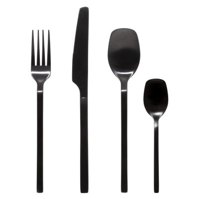 Secret De Gourmet Ménagère 24 pièces en acier inoxydable Noir, L. 17 x l. 6.5 x H. 27.5 cm, MODERN WOOD
