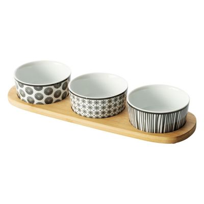 Secret De Gourmet Service apéritif 3 coupelles Blanc, L. 30 x l. 9 x H. 1 cm, BOHEMIA