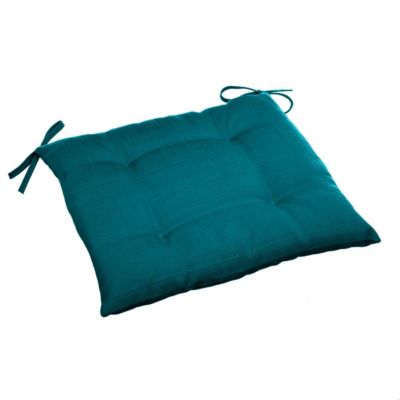 Hespéride Galette de chaise carrée 4 points "Korai" bleu canard 40x40x4cm en polyester