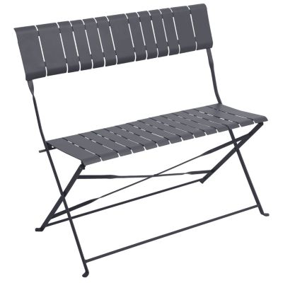 Hespéride Banc de jardin pliant 2 places Gris foncé, L. 90 x l. 46 x H. 86 cm, NASCA