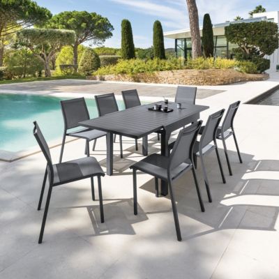 Hespéride Table de jardin extensible "Piazza" graphite 8 places en aluminium traité époxy